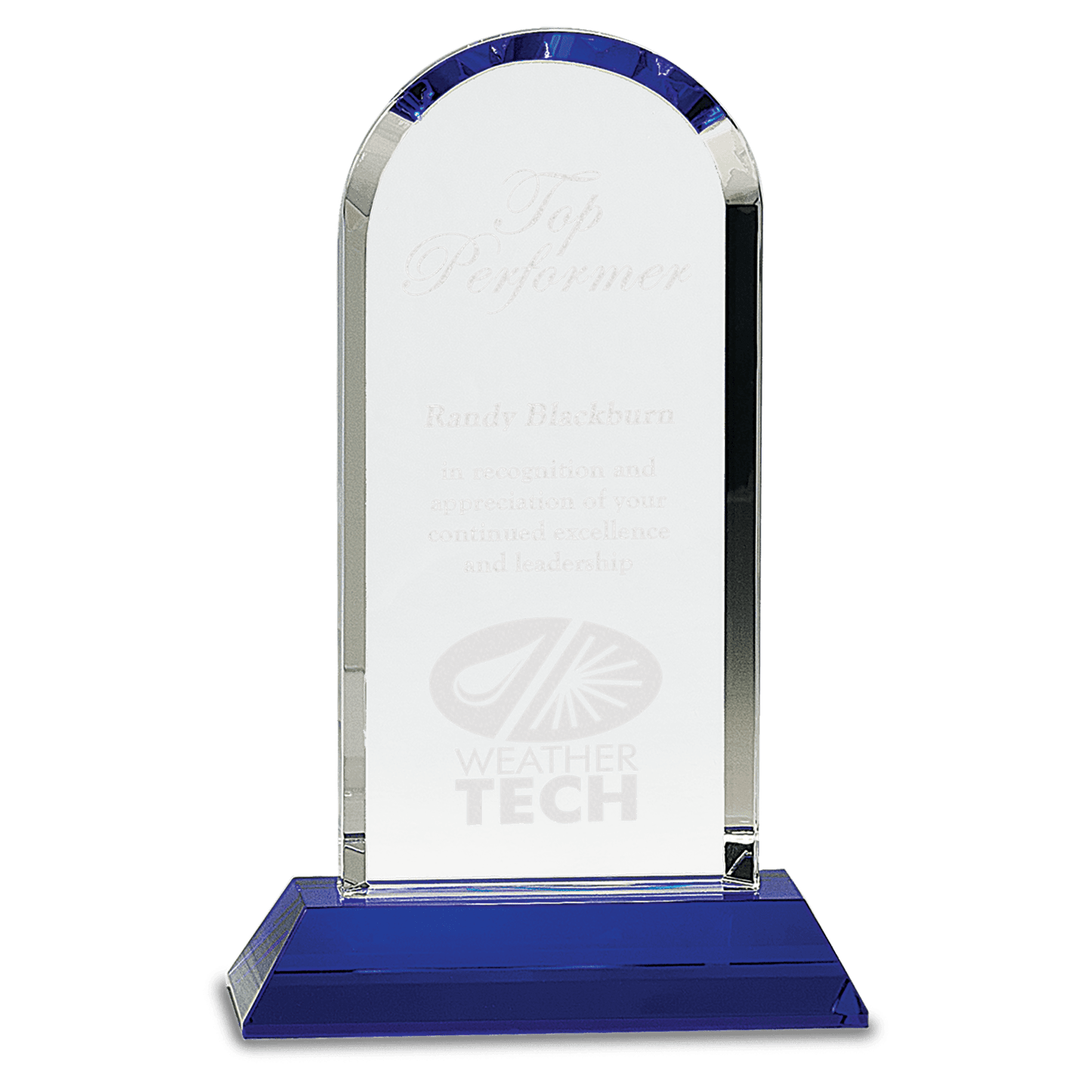 9 1/4" Clear Crystal Dome on Blue Pedestal Base