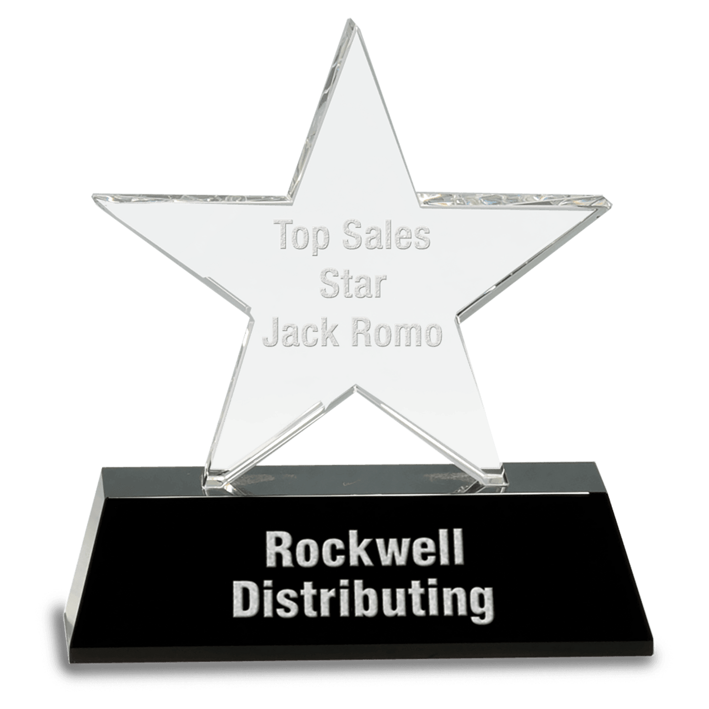 Clear Crystal Star on Black Pedestal Base - 6 3/4"