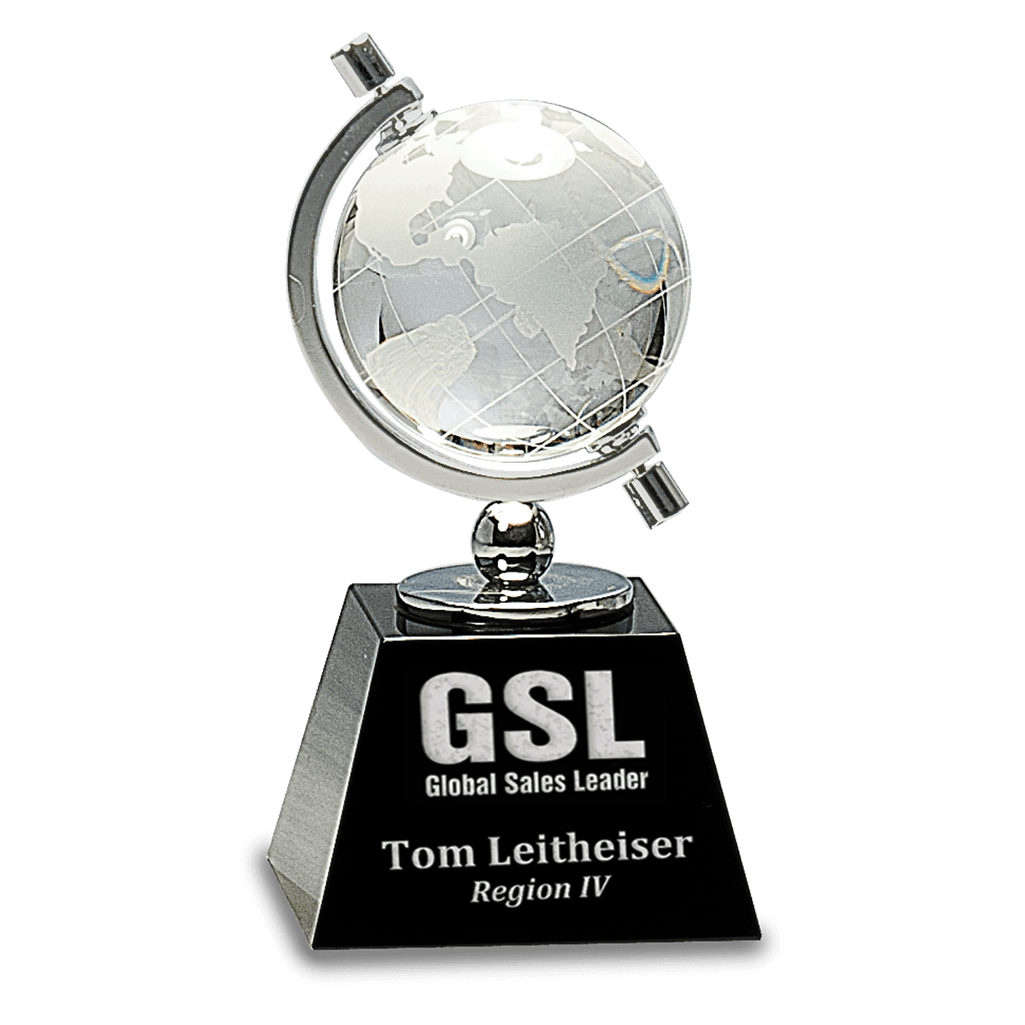 Crystal Spinning Globe on Black Base - 6"