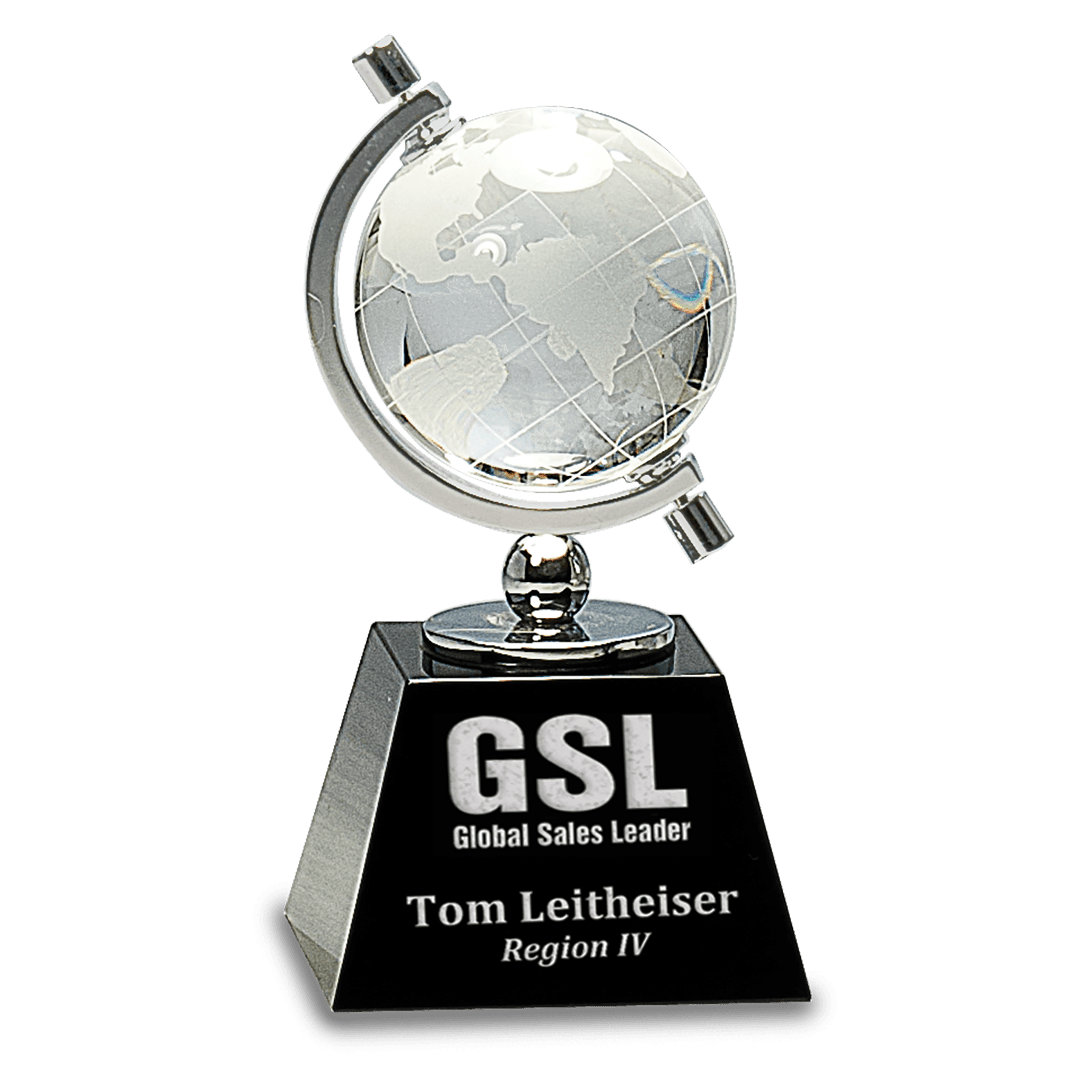 Crystal Spinning Globe on Black Base - 6"