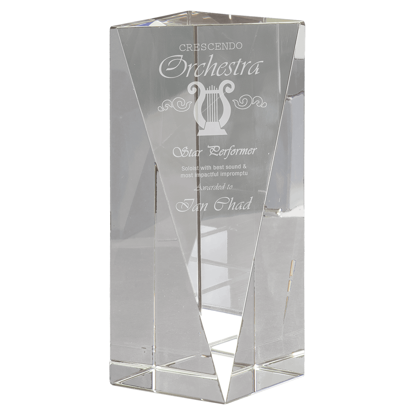 Crystal Triangle Front Pillar - 7"