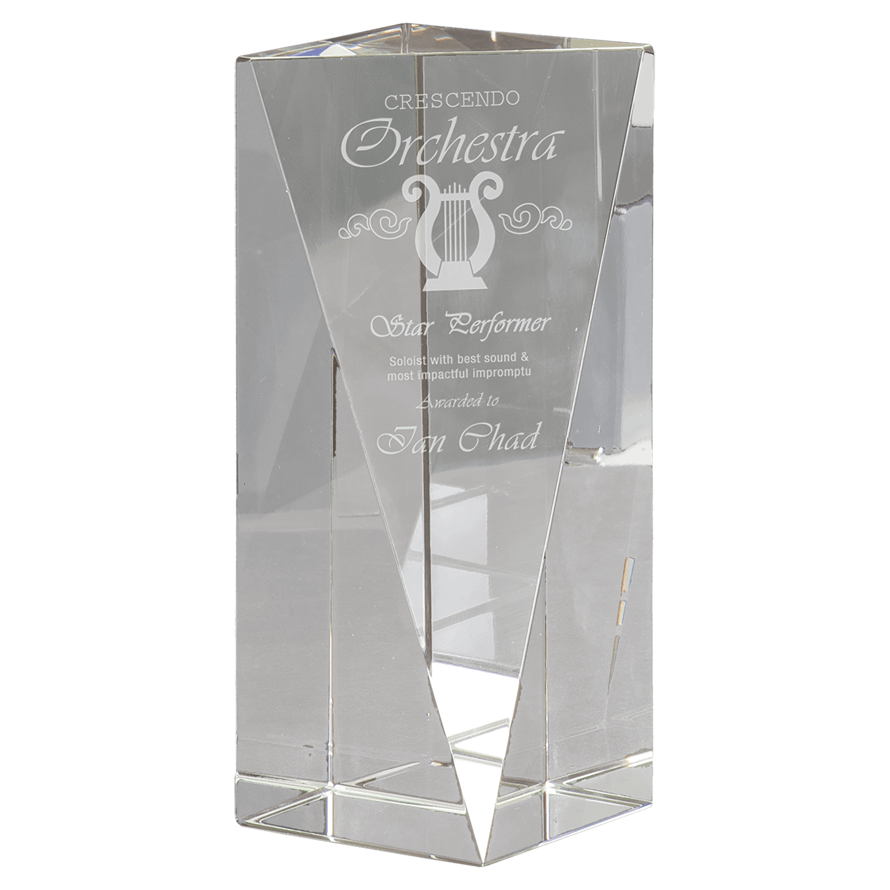 Crystal Triangle Front Pillar - 7"