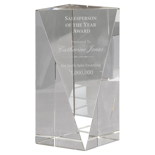 Crystal Triangle Front Pillar - 6"