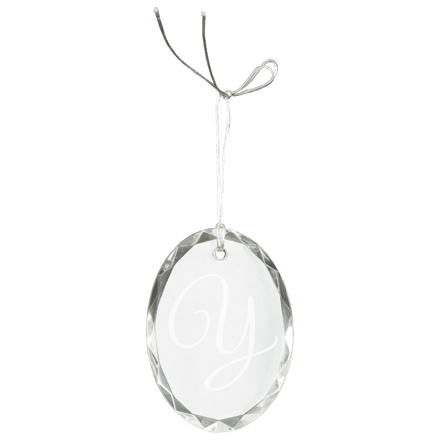 Crystal Faceted Oval Ornament - 3"