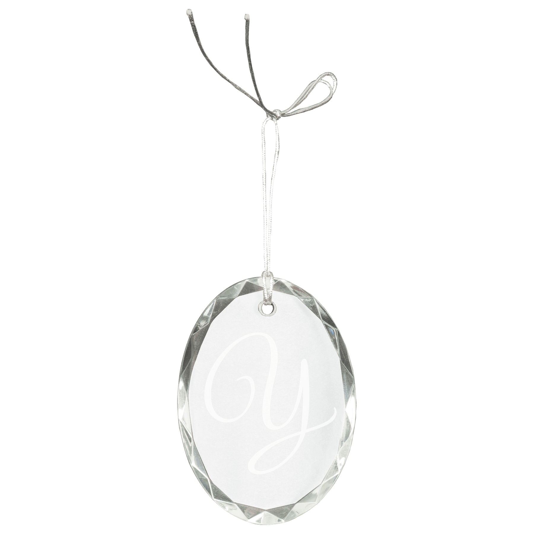 Crystal Faceted Oval Ornament - 3"