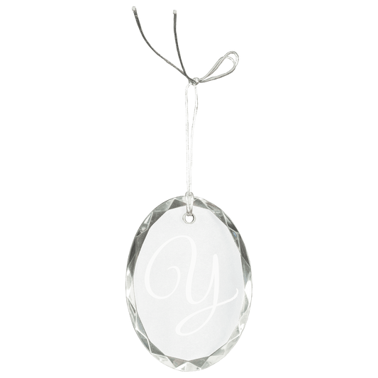Crystal Faceted Oval Ornament - 3"