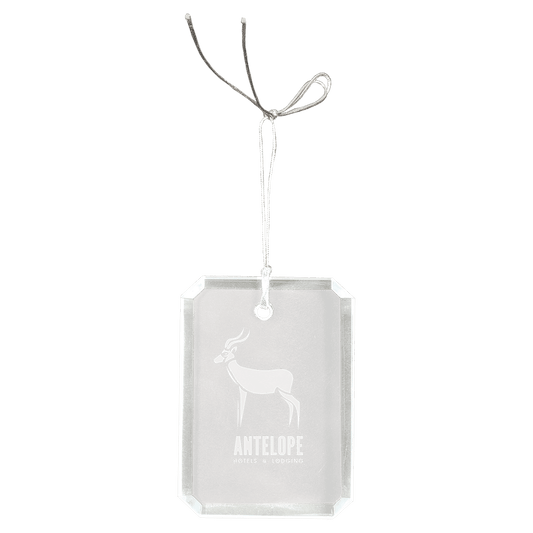 Crystal Rectangle Clipped Corner Ornament - 3"