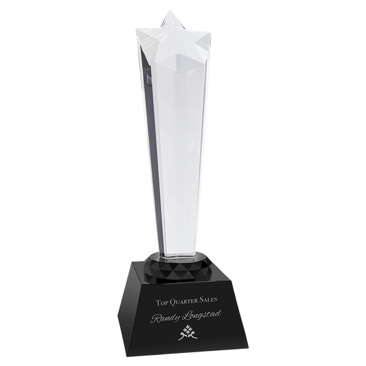 9" Crystal Rising Star with Black Base
