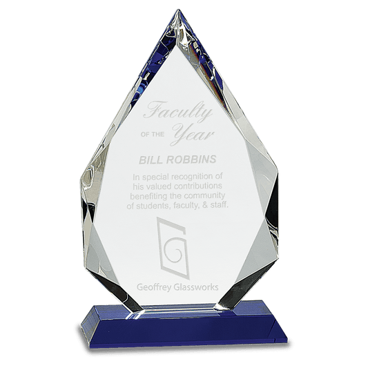 Diamond Crystal on Blue Pedestal Base - 10"