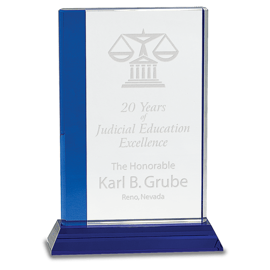 Blue Edge Crystal on Blue Base - 6 1/2" x 9"
