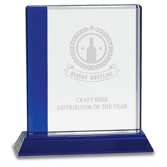 Blue Edge Crystal on Blue Base - 6 1/2" x 7"