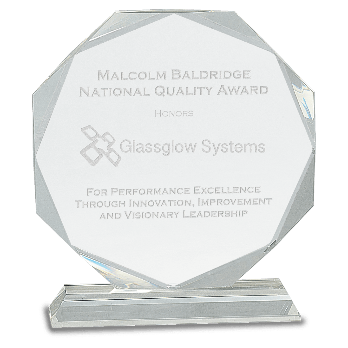 Clear Crystal Octagon on Clear Pedestal Base - 8"