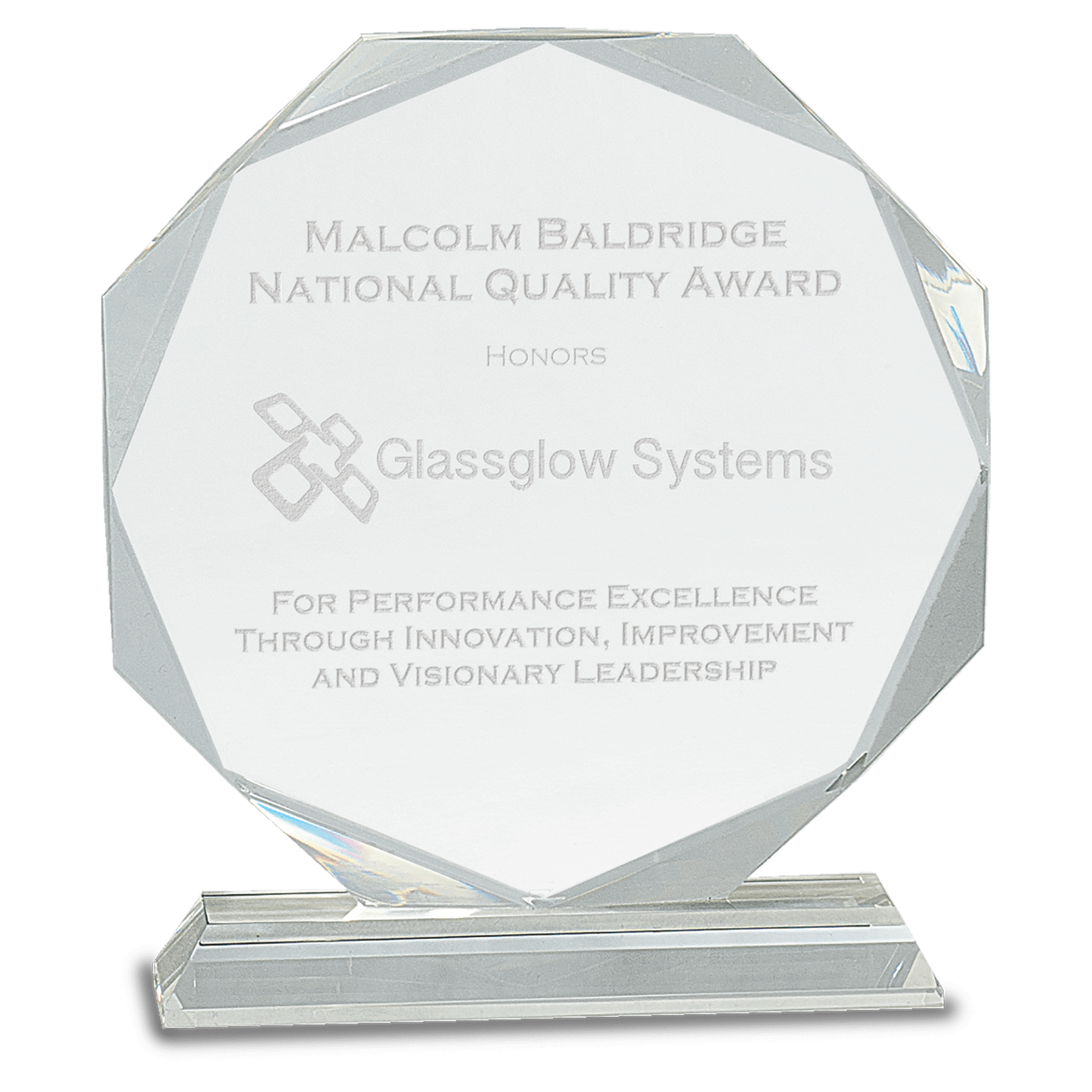 Clear Crystal Octagon on Clear Pedestal Base - 8"