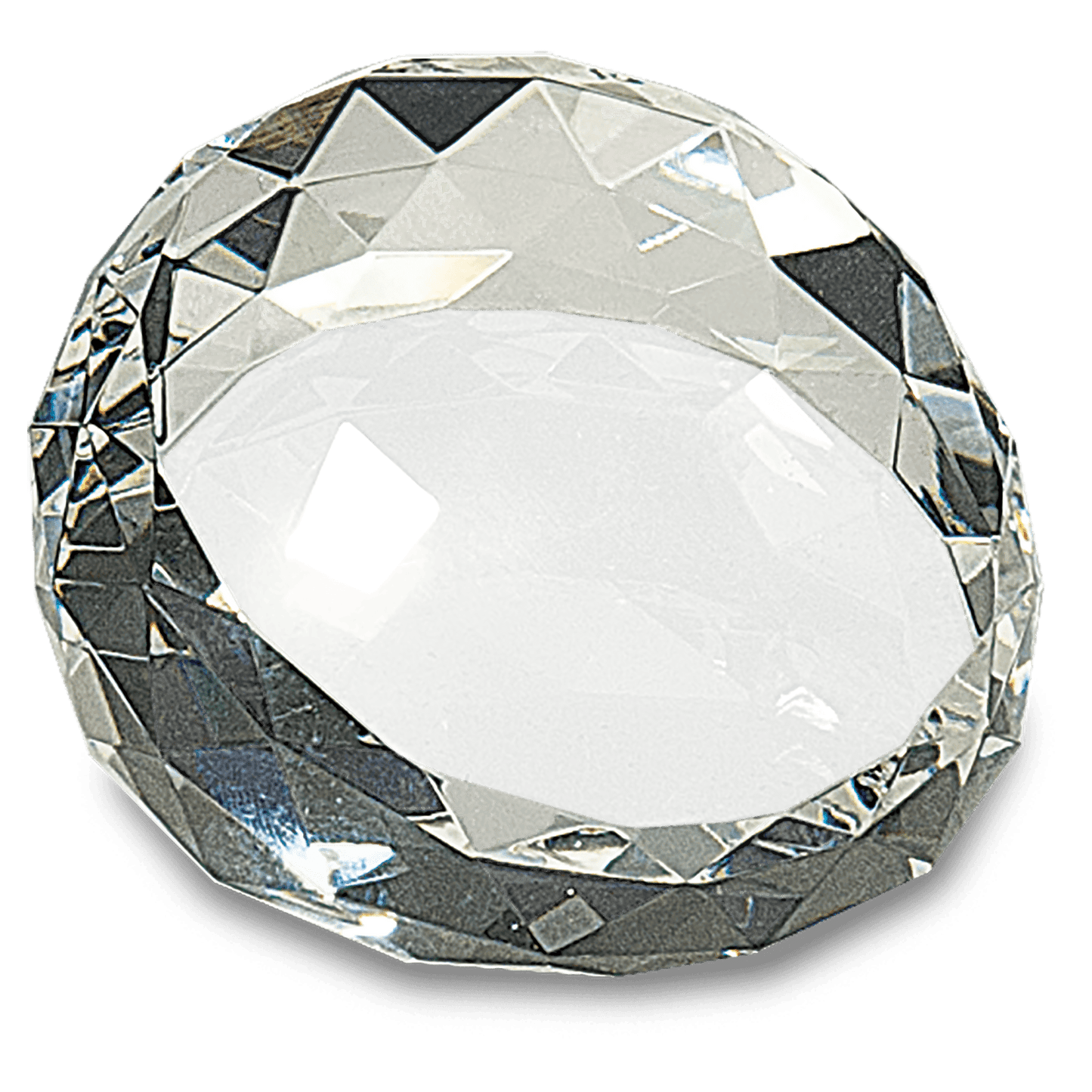 Clear Round Crystal Facet Paperweight - 2 1/2" x 1 3/4"