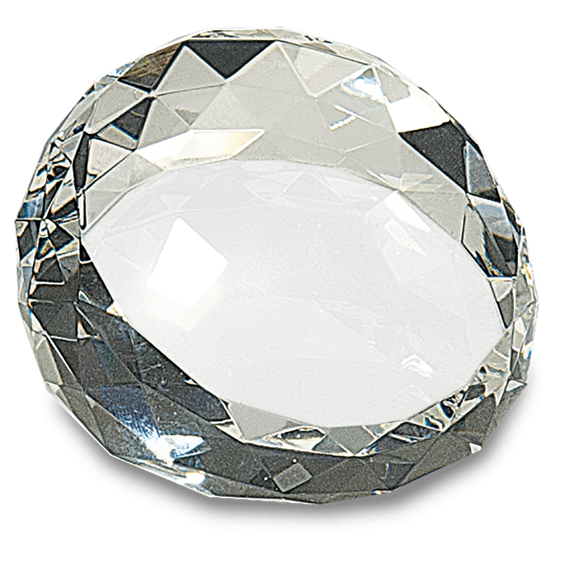 Clear Round Crystal Facet Paperweight - 2 1/2" x 1 3/4"