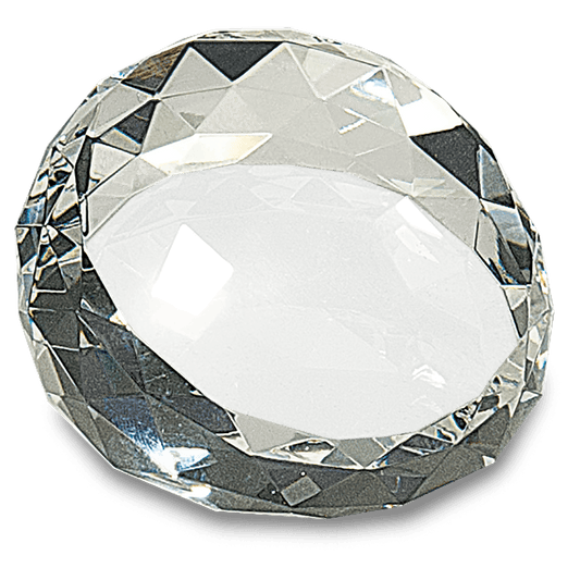 Clear Round Crystal Facet Paperweight - 2 1/2" x 1 3/4"