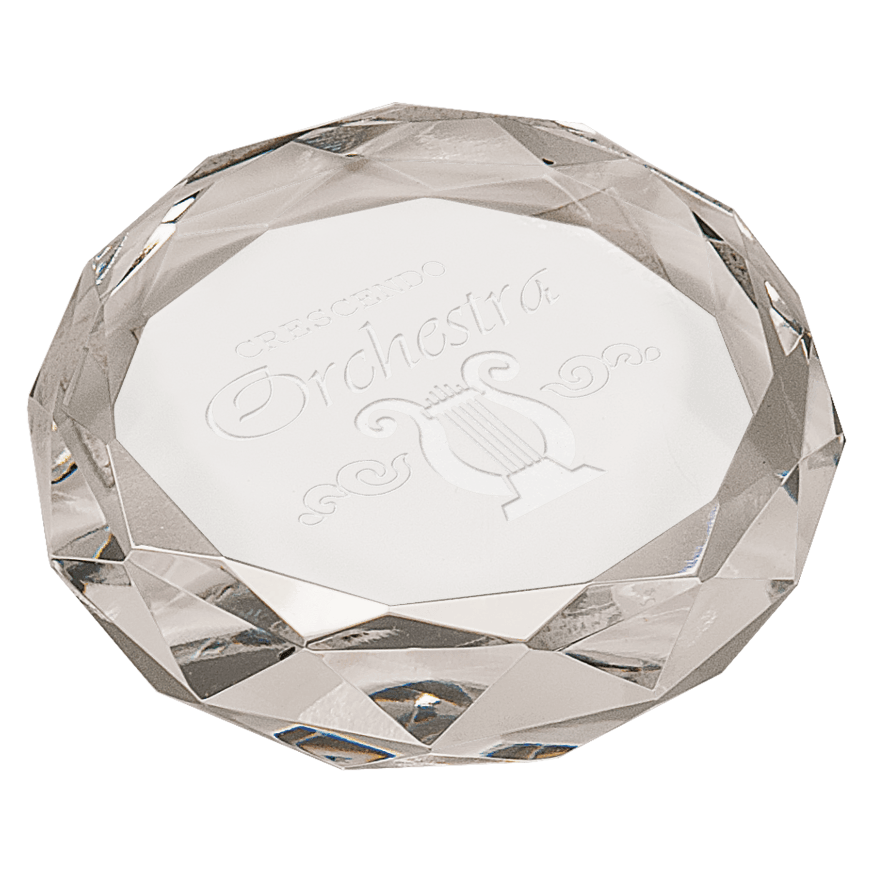 Clear Round Crystal Paperweight - 3"