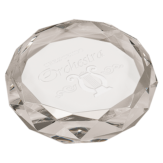 Clear Round Crystal Paperweight - 3"