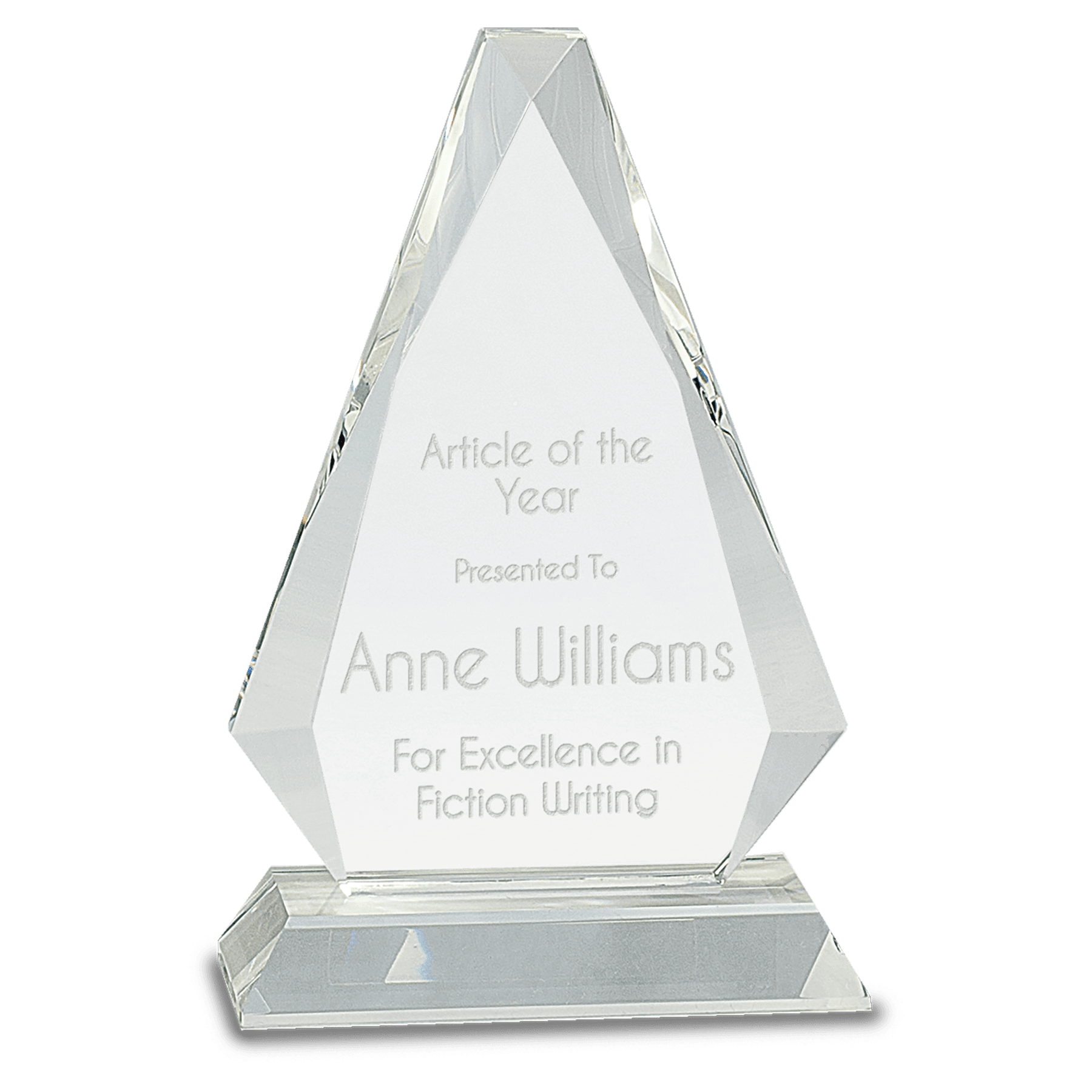 Clear Crystal Triangle on Clear Pedestal Base - 8"
