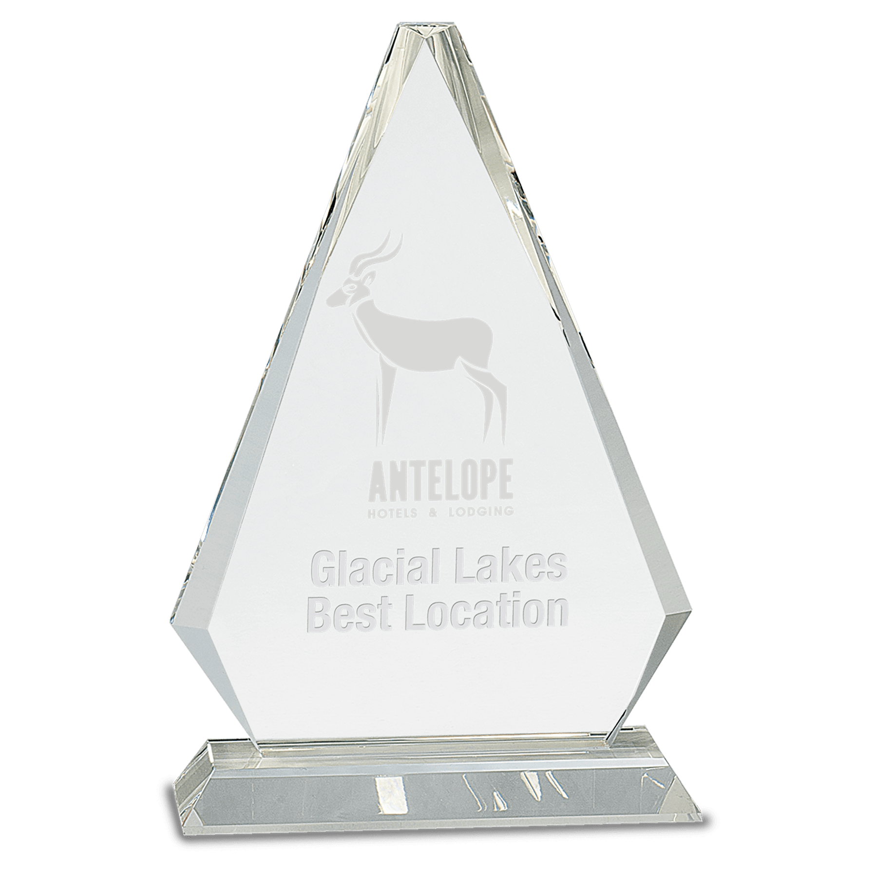 Clear Crystal Triangle on Clear Pedestal Base - 10 3/4"
