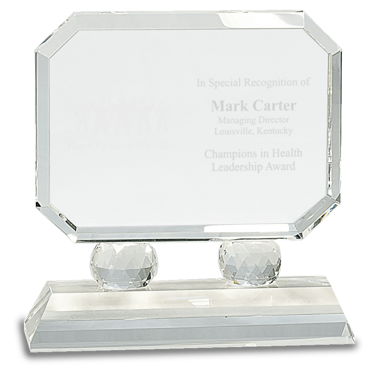 Rectangle Crystal on Clear Pedestal Base - 6"