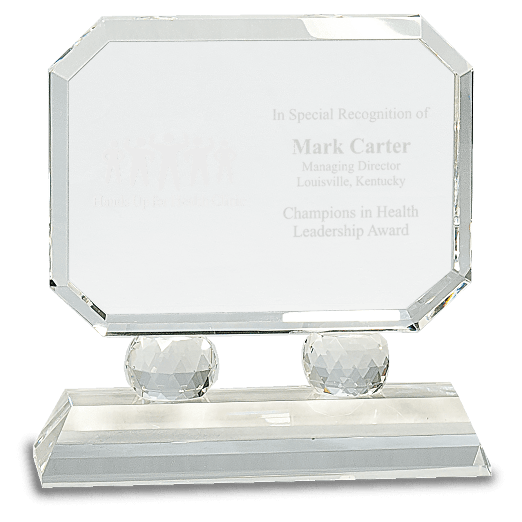 Rectangle Crystal on Clear Pedestal Base - 6"