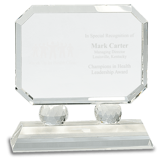 Rectangle Crystal on Clear Pedestal Base - 6"