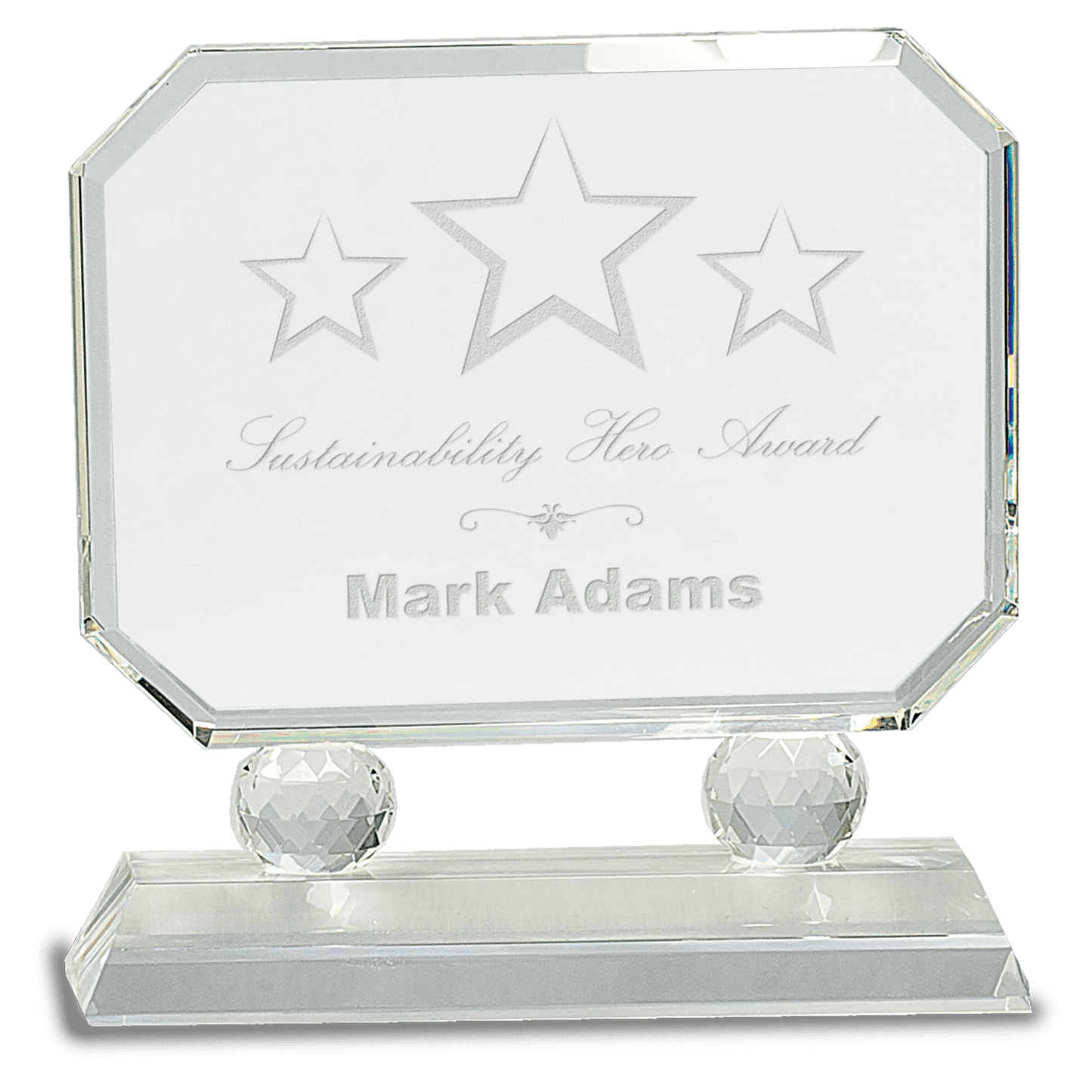 Rectangle Crystal on Clear Pedestal Base - 7"
