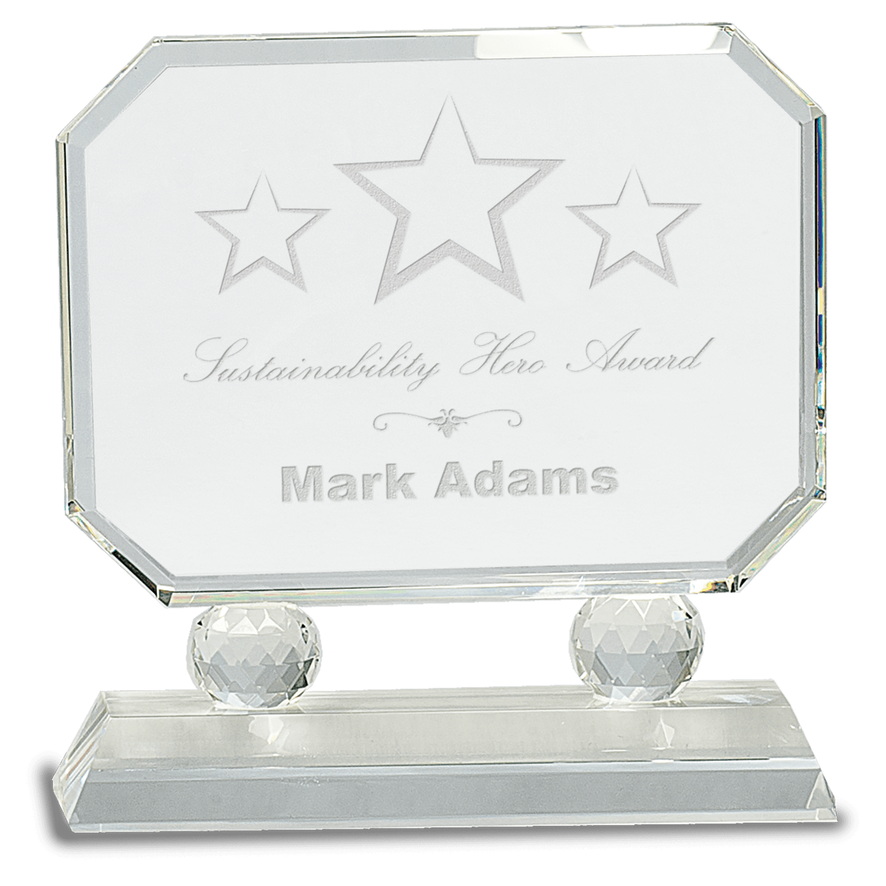 Rectangle Crystal on Clear Pedestal Base - 7"