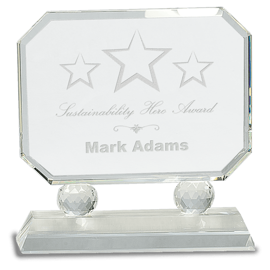 Rectangle Crystal on Clear Pedestal Base - 7"