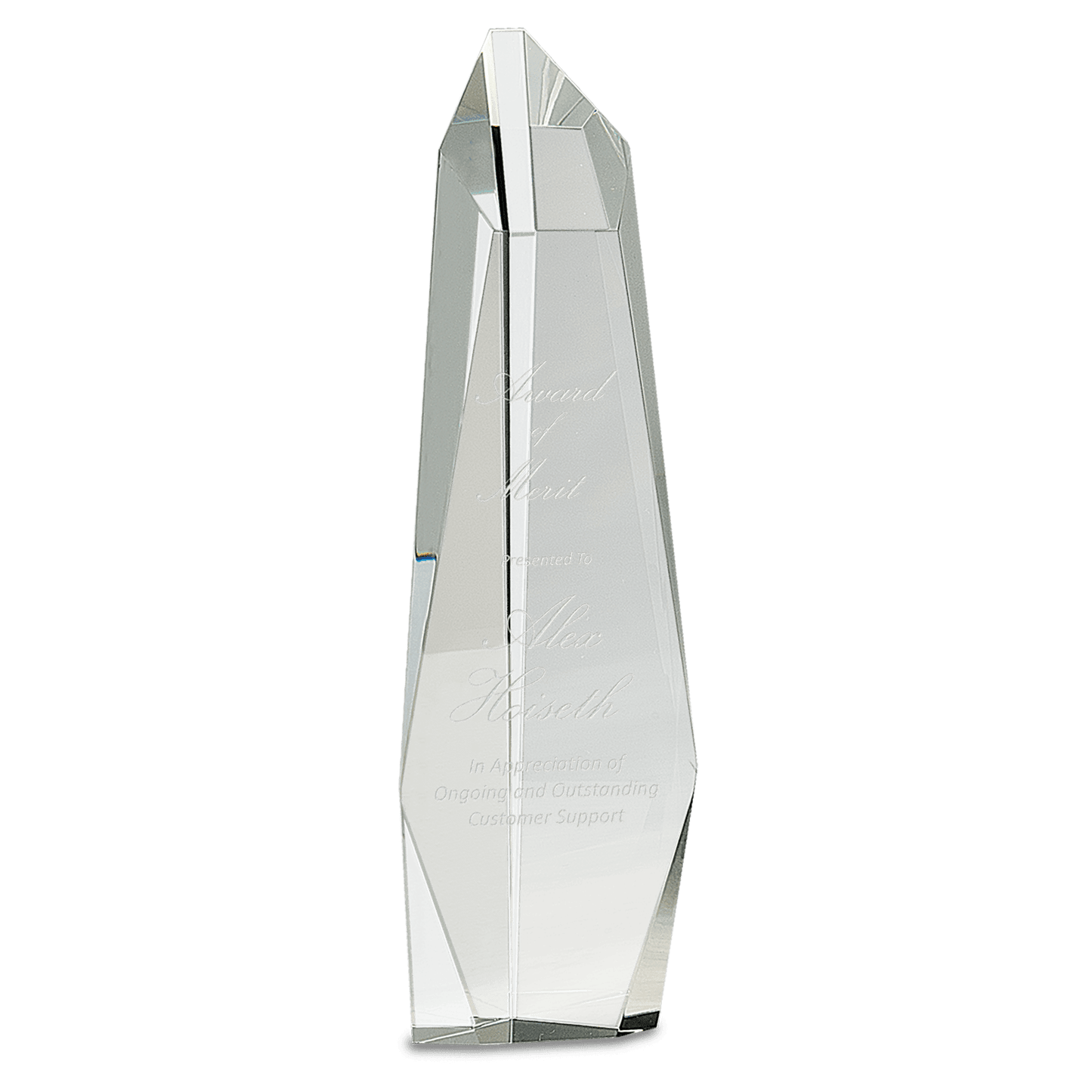 Clear Crystal Facet Slant-Top Tower - 12"