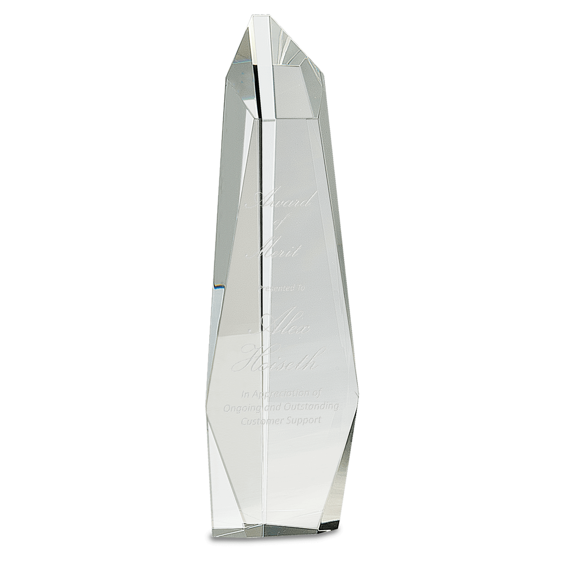 Clear Crystal Facet Slant-Top Tower - 12"