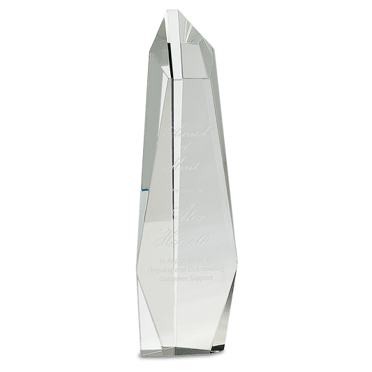 Clear Crystal Facet Slant-Top Tower - 12"