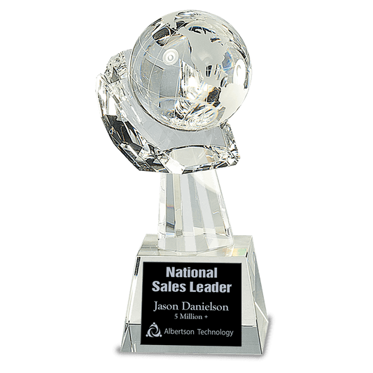 8" Clear Crystal Globe in Hand