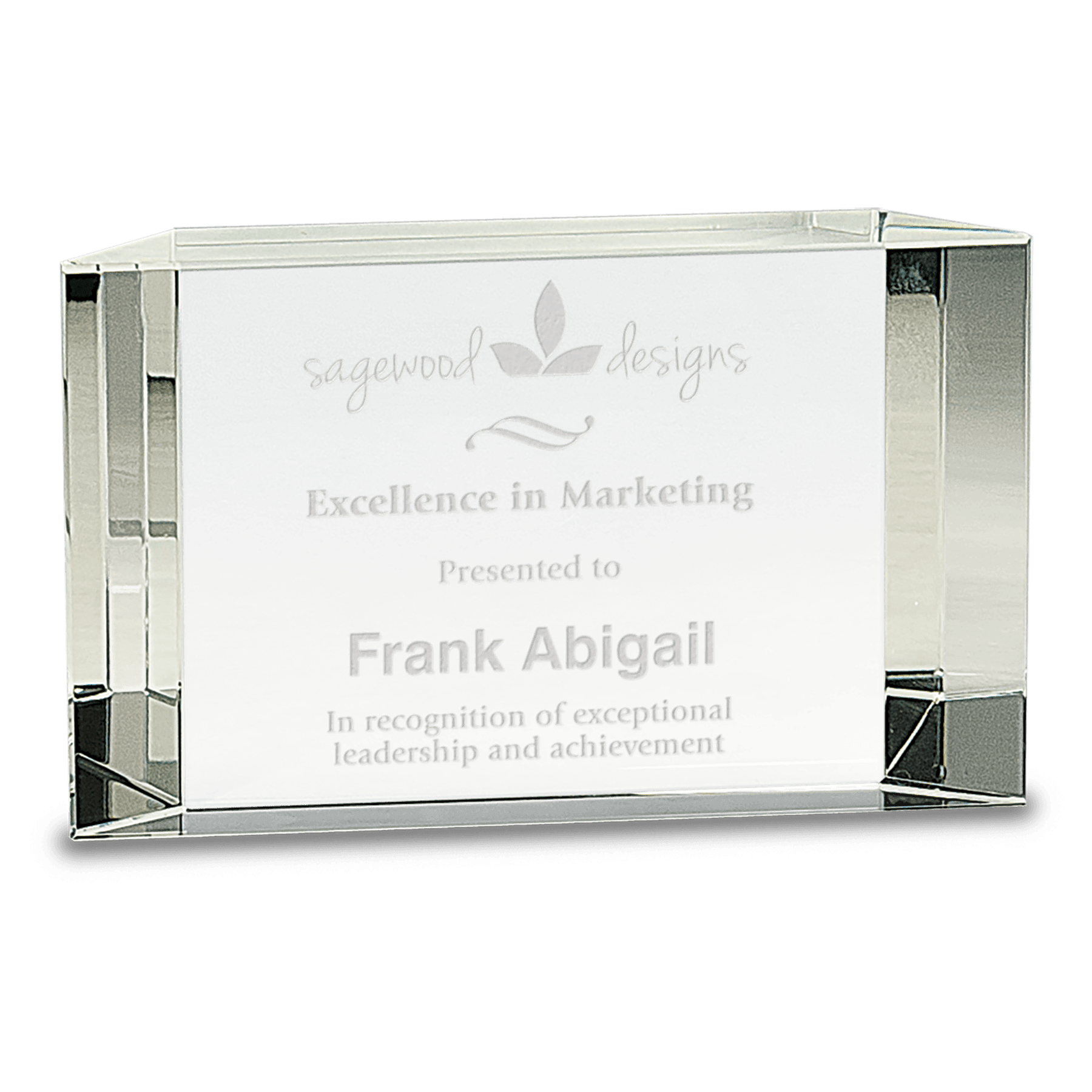 Clear Crystal Facet Block - 6" x 3 1/2"