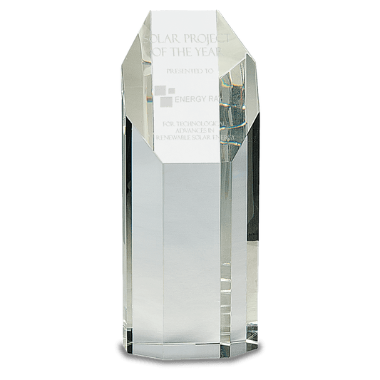 Clear Crystal Octagon Tower - 8"