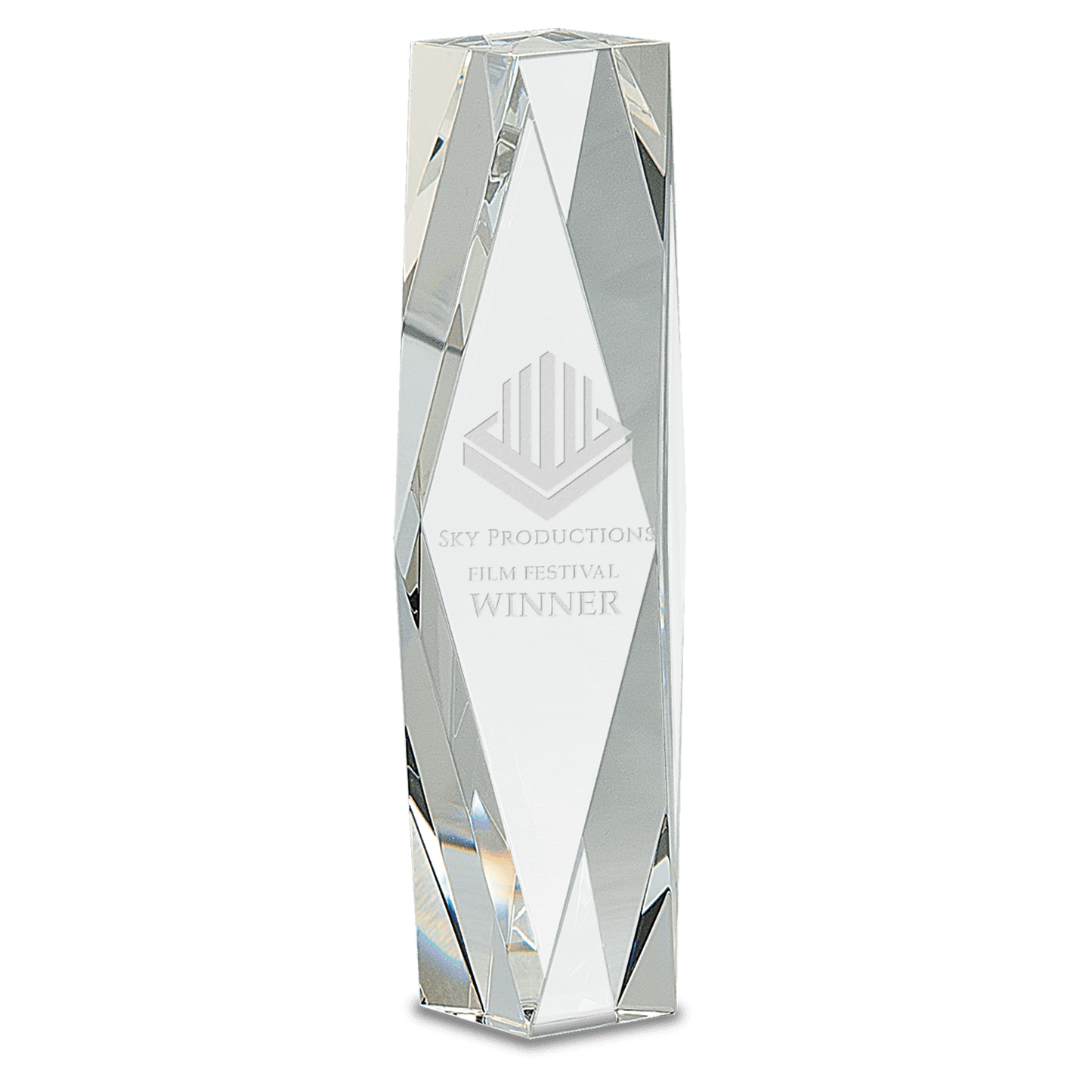 Clear Crystal Facet Tower - 10"