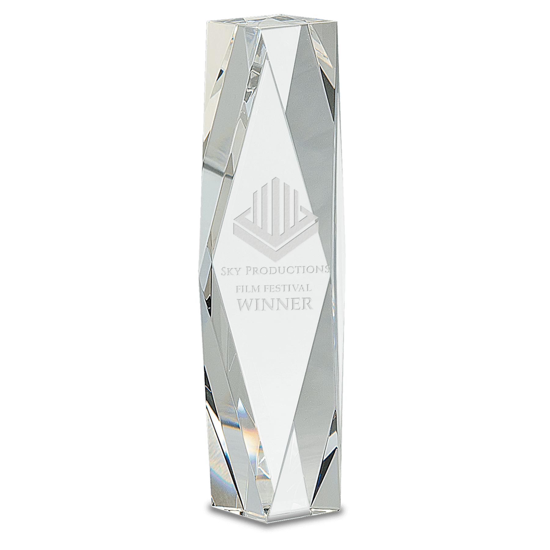 Clear Crystal Facet Tower - 10"