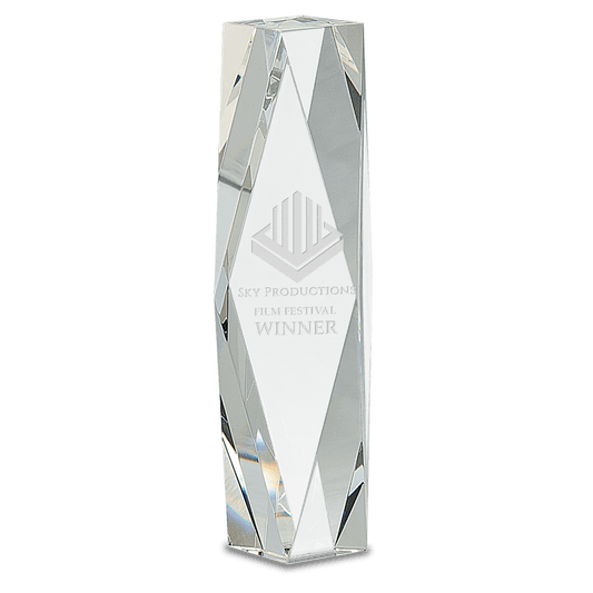 Clear Crystal Facet Tower - 10"