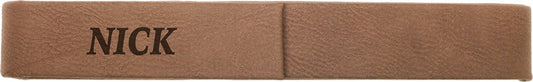 Dark Brown Engravable Leatherette Single Pen Case - 6 1/2" x 1"
