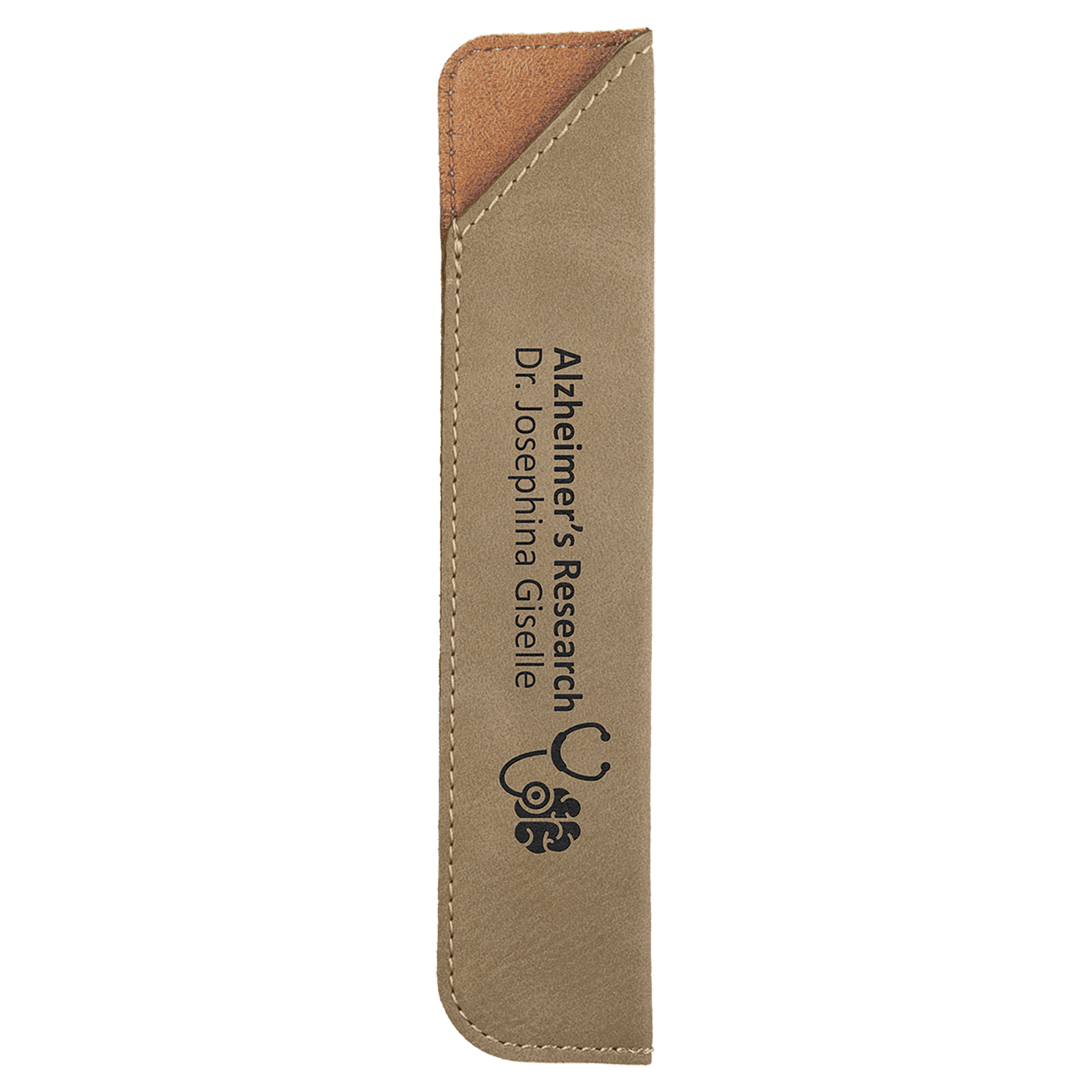 Light Brown Engravable Leatherette Pen Sleeve - 6 1/4"