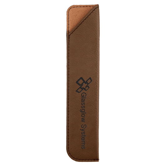 Dark Brown Engravable Leatherette Pen Sleeve - 6 1/4"