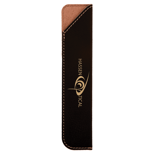 Black/Gold Engravable Leatherette Pen Sleeve - 6 1/4"