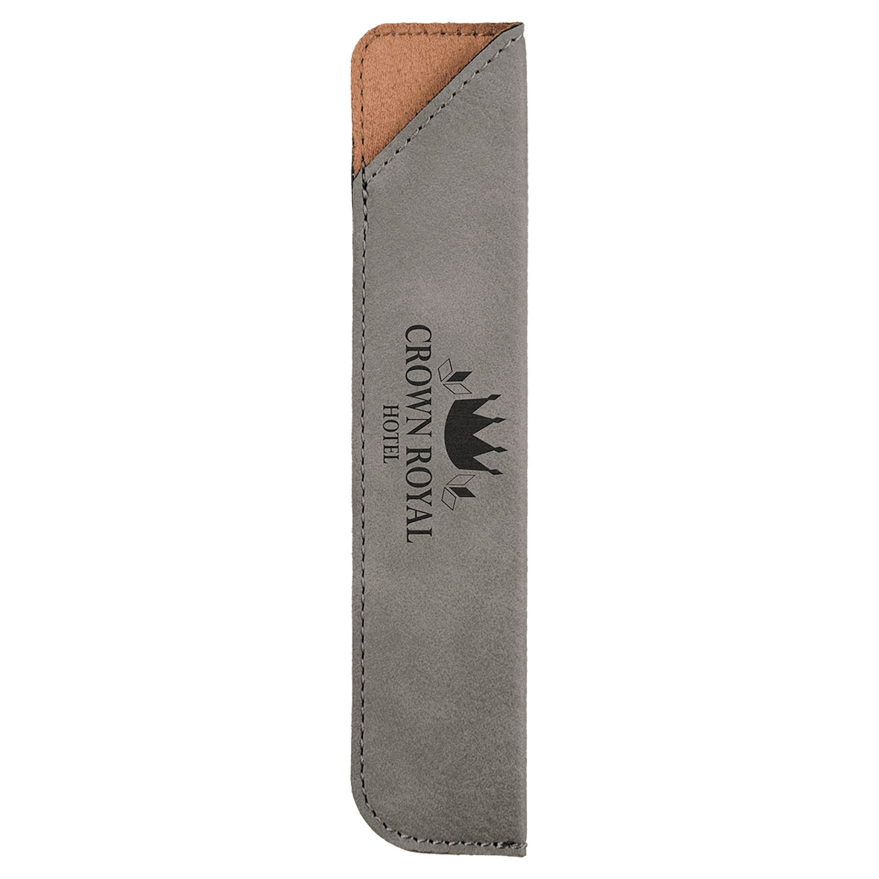 Gray Engravable Leatherette Pen Sleeve - 6 1/4"