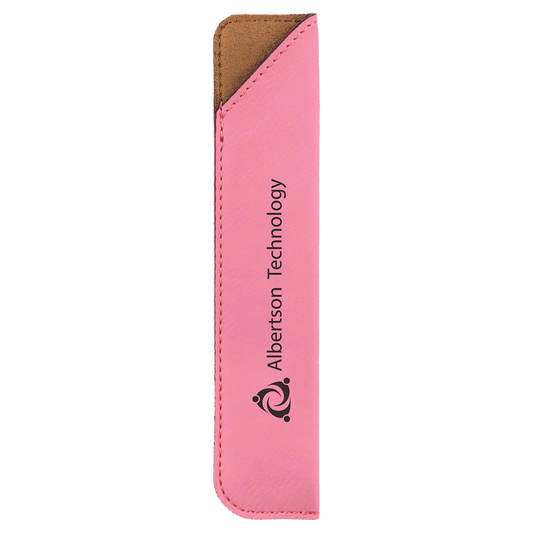 Pink Engravable Leatherette Pen Sleeve - 6 1/4"