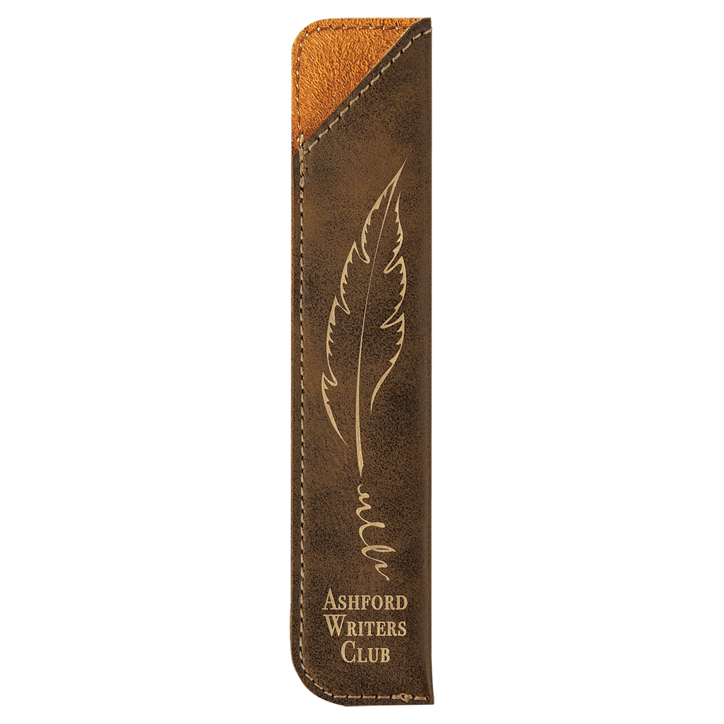 Rustic/Gold Engravable Leatherette Pen Sleeve - 6 1/4"
