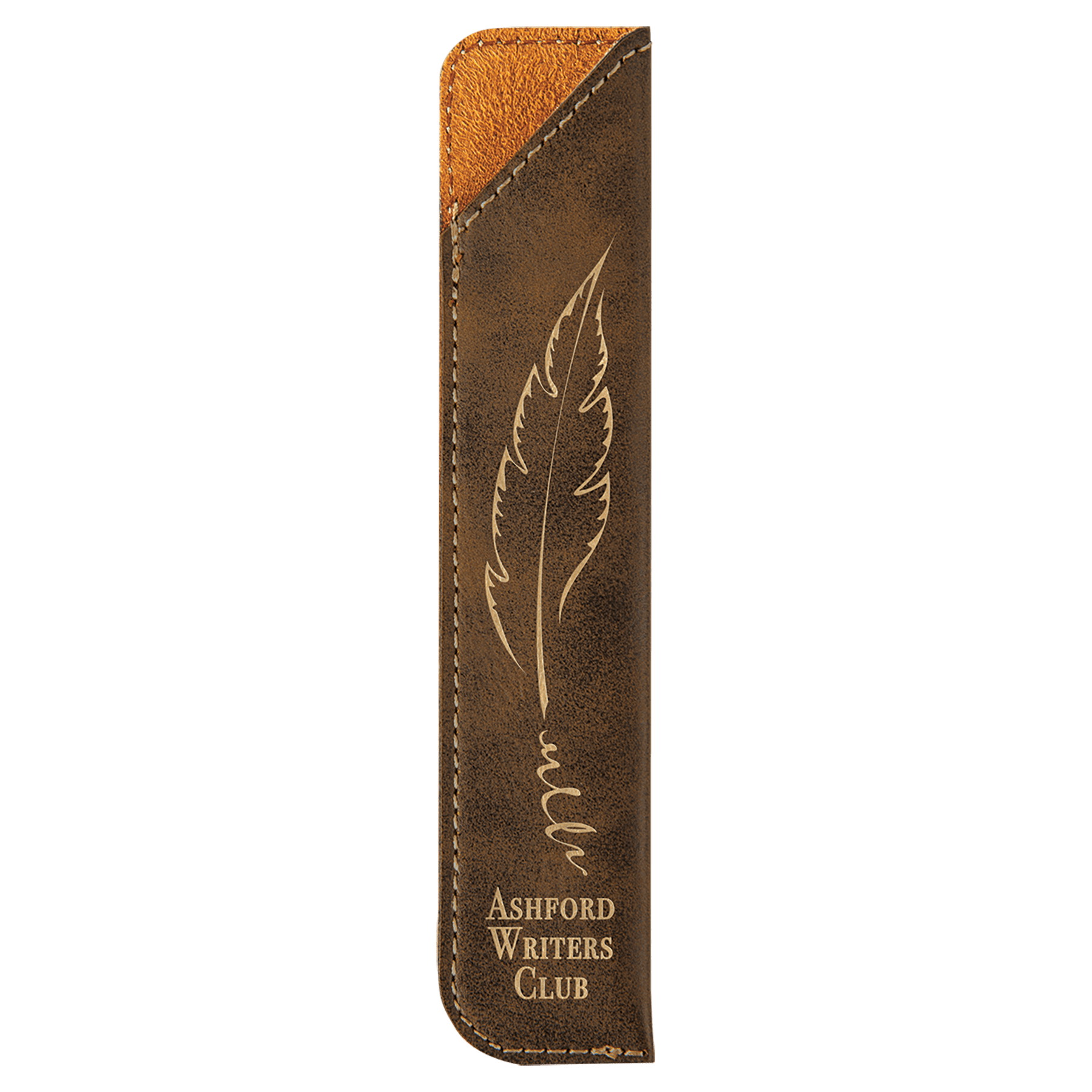Rustic/Gold Engravable Leatherette Pen Sleeve - 6 1/4"