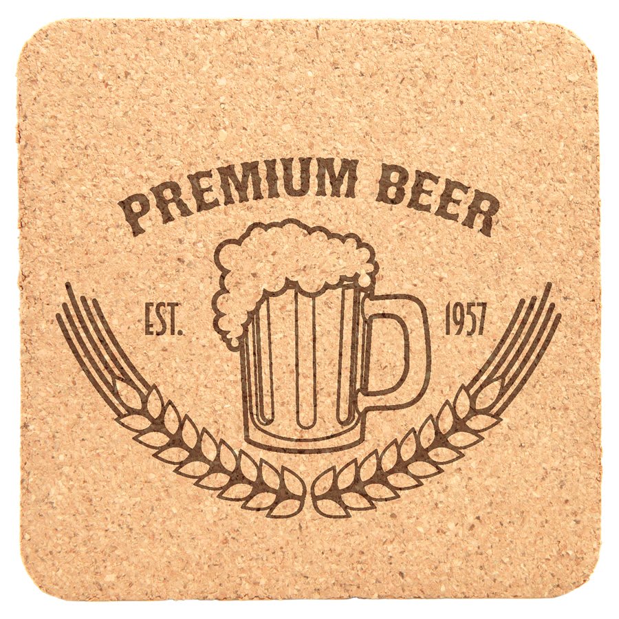 Square Cork Coaster - 4" x 4"