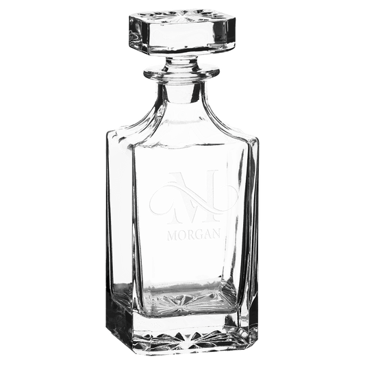 Polar Camel 750 mL Square Glass Decanter in Black Gift Box with Printed Paper Sleeve