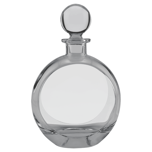 Polar Camel 750 mL Flat Round Glass Decanter in Black Gift Box with Printed Paper Sleeve
